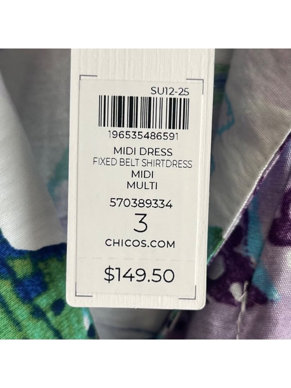 Chicos Women Midi Dress Size XL Floral Belted Shirtdress Tropical Boho Resort - Picture 15 of 16